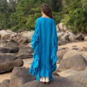 Ocean Blue Boho Kaftan – Plus Size Rayon Maxi Dress, Flowy Festival Gown | Wild Heart - Image 7
