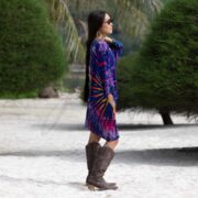 Plus Size Tie Dye Tunic Top Tee – Indigo Tide Galaxy Boho Cotton Kaftan 1X-3X - Image 9