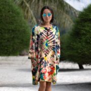 Plus Size Tie-Dye Kimono Top – Festival Flame Boho Caftan Tunic Dress 1X-3X | Galaxy - Image 4