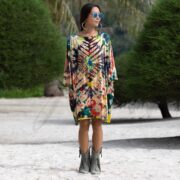 Plus Size Tie-Dye Kimono Top – Festival Flame Boho Caftan Tunic Dress 1X-3X | Galaxy