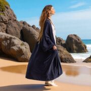 Silky Velvet Kimono Jacket – Ocean Slate Boho Duster Coat | Mai by ZinniaPearl - Image 8