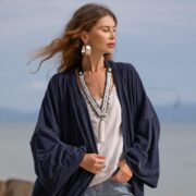 Silky Velvet Kimono Jacket – Ocean Slate Boho Duster Coat | Mai by ZinniaPearl - Image 4