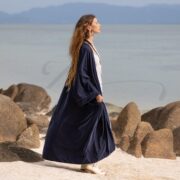 Silky Velvet Kimono Jacket – Ocean Slate Boho Duster Coat | Mai by ZinniaPearl - Image 2