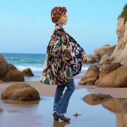 Black Onyx Ikat Velvet Kimono Jacket | Plus Size Boho Duster – Mei - Image 8