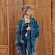 Handmade Velvet Kimono Jacket – Peacock Boho Coat | Mei by ZinniaPearl - Image 6