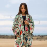 Reversible Sakura Garden Velvet Kimono | Boho Floral Duster Jacket – Mei by ZinniaPearl - Image 4