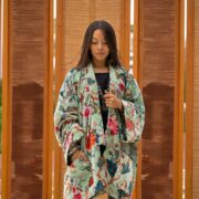 Reversible Sakura Garden Velvet Kimono | Boho Floral Duster Jacket – Mei by ZinniaPearl - Image 6