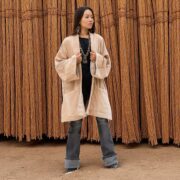 Sandstone Velvet Kimono Jacket | Solid Boho Outerwear | Mei by ZinniaPearl - Image 5