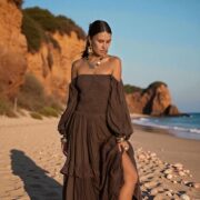 Plus Size Boho Cotton Maxi Dress – Cocoa Drift Tiered Ruffle Gown | Isabella by ZinniaPearl - Image 10