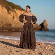 Plus Size Boho Cotton Maxi Dress – Cocoa Drift Tiered Ruffle Gown | Isabella by ZinniaPearl - Image 7