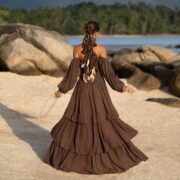 Plus Size Boho Cotton Maxi Dress – Cocoa Drift Tiered Ruffle Gown | Isabella by ZinniaPearl - Image 3