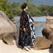 Harper Jade Velvet Kimono Duster – Nebula Garden | Plus Size Boho Floral Coat by ZinniaPearl - Image 2