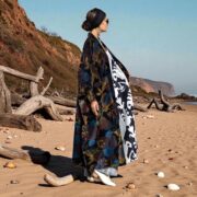 Harper Jade Velvet Kimono Duster – Nebula Garden | Plus Size Boho Floral Coat by ZinniaPearl - Image 9