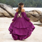 Isabella Maxi Dress – Amethyst Bloom | Plus Size Boho Cotton Gown with Tiered Ruffles - Image 3