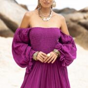 Isabella Maxi Dress – Amethyst Bloom | Plus Size Boho Cotton Gown with Tiered Ruffles - Image 6