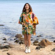 Plus Size Tie-Dye Tunic – Hand-Dyed Boho Babydoll Top with Peace Sign Motif | Sundancer