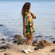 Plus Size Tie-Dye Tunic – Hand-Dyed Boho Babydoll Top with Peace Sign Motif | Sundancer - Image 2