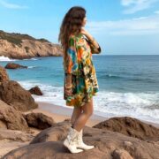 Plus Size Tie-Dye Tunic – Hand-Dyed Boho Babydoll Top with Peace Sign Motif | Sundancer - Image 9