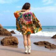 Plus Size Tie-Dye Tunic – Hand-Dyed Boho Babydoll Top with Peace Sign Motif | Sundancer - Image 8