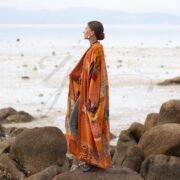 Harper Jade Vintage Silk Kimono – Harvest Flame Upcycled Boho Patchwork Duster | ZinniaPearl - Image 2