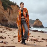 Harper Jade Vintage Silk Kimono – Harvest Flame Upcycled Boho Patchwork Duster | ZinniaPearl - Image 7