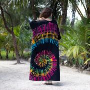 Euphoria Maxi Dress – Cosmic Spiral Tie Dye Caftan, Plus Size Cotton Sundress - Image 9