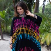 Euphoria Maxi Dress – Cosmic Spiral Tie Dye Caftan, Plus Size Cotton Sundress - Image 10