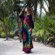 Euphoria Maxi Dress – Cosmic Spiral Tie Dye Caftan, Plus Size Cotton Sundress - Image 8