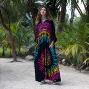 Euphoria Maxi Dress – Cosmic Spiral Tie Dye Caftan, Plus Size Cotton Sundress - Image 7