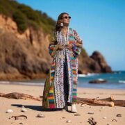 Cordelia Boho Patchwork Kimono Coat | Embroidered Lilac Duster - Image 7