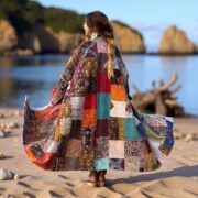 Hand Quilted Patchwork Cotton Kimono Duster Coat – Adhirsa Shobu - Image 9