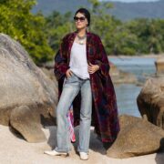 Plus Size Velvet Kimono Duster | Boho Robe in Sangria Red – Harper Jade