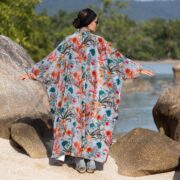 Plus Size Velvet Kimono Duster | Boho Robe in Cool Dove – Harper Jade - Image 4