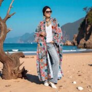 Plus Size Velvet Kimono Duster | Boho Robe in Cool Dove – Harper Jade - Image 7