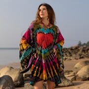 Plus Size Tie-Dye Kimono Dress with Pockets – Heartfire Festival Tunic | Kumo - Image 4
