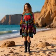 Plus Size Tie-Dye Kimono Dress with Pockets – Heartfire Festival Tunic | Kumo - Image 7