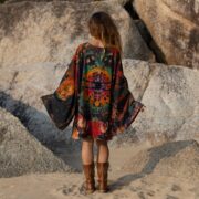 Plus Size Tie-Dye Kimono Dress with Pockets – Sundragon Festival Tunic | Kumo - Image 3