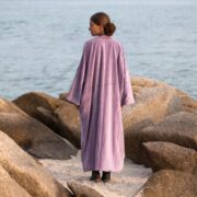 Plus Size Boho Kimono Duster – Lavender Velvet Robe, Handmade Festival Coat | Mai by ZinniaPearl - Image 3
