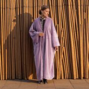 Plus Size Boho Kimono Duster – Lavender Velvet Robe, Handmade Festival Coat | Mai by ZinniaPearl - Image 5