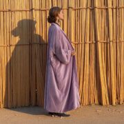 Plus Size Boho Kimono Duster – Lavender Velvet Robe, Handmade Festival Coat | Mai by ZinniaPearl - Image 7