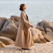 Boho Velvet Kimono Duster – Plus Size Festival Coat in Sandstone | Mai by ZinniaPearl - Image 2