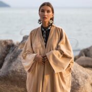 Boho Velvet Kimono Duster – Plus Size Festival Coat in Sandstone | Mai by ZinniaPearl - Image 4