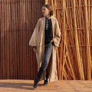 Boho Velvet Kimono Duster – Plus Size Festival Coat in Sandstone | Mai by ZinniaPearl - Image 5