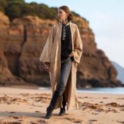 Boho Velvet Kimono Duster – Plus Size Festival Coat in Sandstone | Mai by ZinniaPearl - Image 9