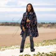 Midnight Garden Velvet Kimono Duster – Boho Floral Jacket for All Sizes | Mei by ZinniaPearl