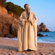 Plus Size Velvet Kimono Duster: Sandstone Cotton Robe, Boho Coat – Harper Jade - Image 8