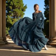 Hunter Green Wedding Dress | Off-Shoulder Boho Maxi Gown | Lucia by ZinniaPearl - Image 9