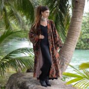 Boho Velvet Kimono Jacket – Maple Ember Plus Size Duster | ZinniaPearl Mai