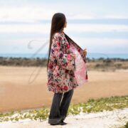 Dusty Rose Velvet Kimono | Reversible Floral Boho Coat, Cotton Lined Jacket – Mei by ZinniaPearl - Image 2