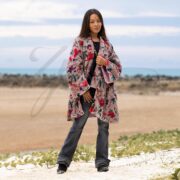 Dusty Rose Velvet Kimono | Reversible Floral Boho Coat, Cotton Lined Jacket – Mei by ZinniaPearl